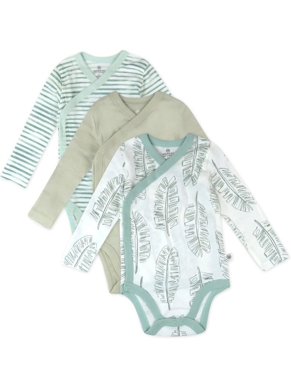 Organic Cotton Baby Kimono Bodysuits 3-Pack, Long Sleeve, Unisex Infant Wear